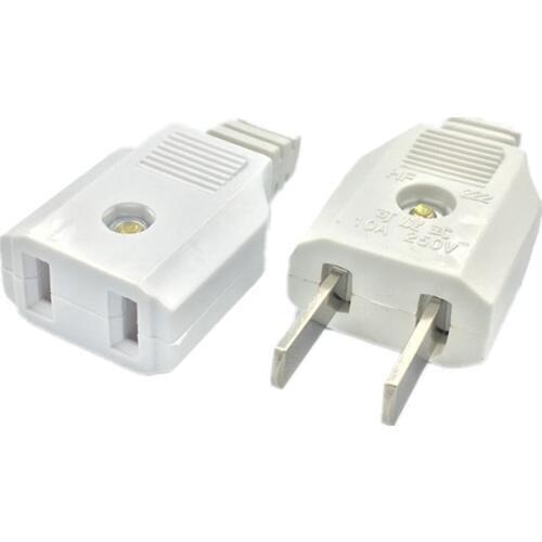 US AU American 2 Flat Pin AC Electric Power Male Plug Female Socket Outlet Adapter Wire Extension Cord Plug Adaptor