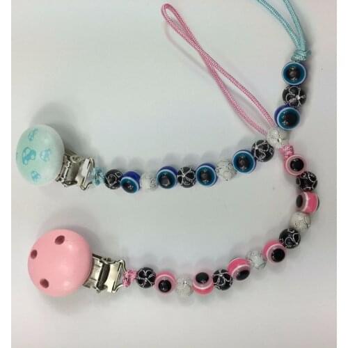 2017 Angel Eyes Baby Clips for Nipples Funny Newborn Dummy Chain Baby Pacifier Beads Soother Clip Pacifier Holder for Baby