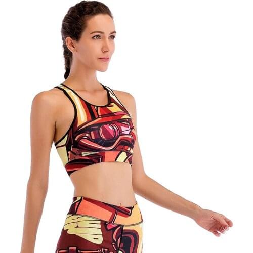 New Design Women Gym Fitness Push-Up Tops Digital Print Sport Bra For Female Active Vest