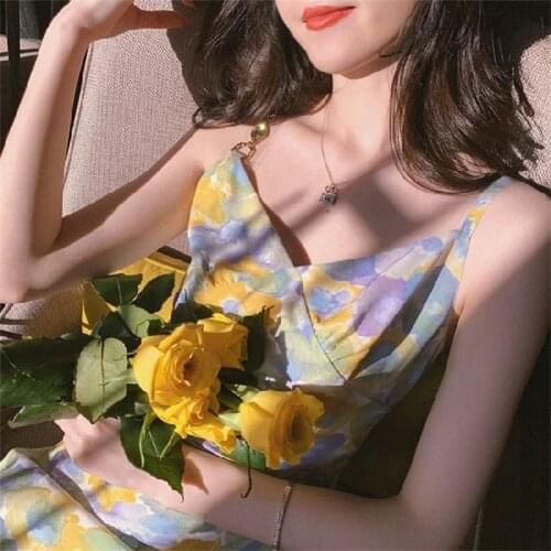 Summer Dress Retro Boho Women Tie Neck Floral Print Floral Mini Sexy painting Dress Elegant Puff Sleeve Dresses Korean Vestidos