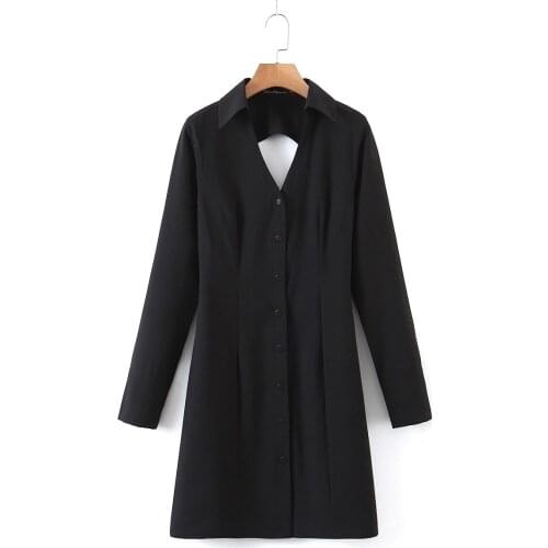 JC·KILIG Fall 2021 Womens Fashion Versatile Stretch-Back Shirt-Dress to Show Slimming Waist 9069