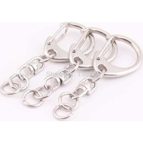 10pcs/lot 50mm Silver color D shape swivel snap hook spring Clip Buckle With Chain Hardware Accessories