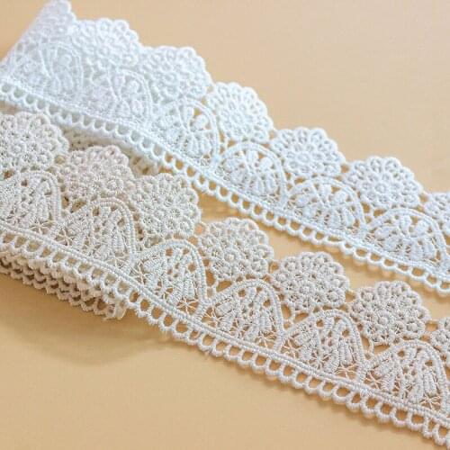 Beige Off White 10yards/Pack Cotton Material Lace Trim Water-Soluble Fabric For Sewing 4.5CM Width V2599