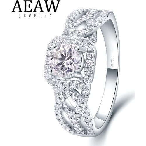 100% Natural 0.5 carat H Color SI 2 Real Diamond Engagement Ring Real 14k White Gold Certification For Women