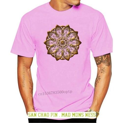 2020 Fashion Gold Mandala Design T Shirt Art Print Men White T-Shirt Short Sleeve Floral Chic Tops Clothing