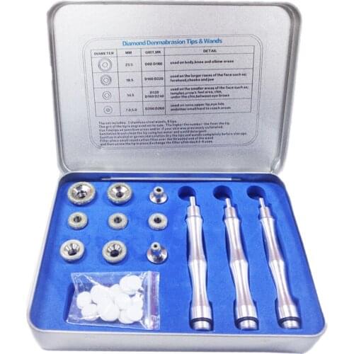 3 Wands 9 Tips Diamond Microdermabrasion Dermabrasion for Facial Peeling BlackHead Remover Face Care tool Salon Beauty Machine
