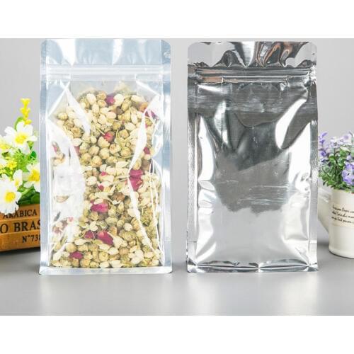 50pcs Aluminum foil octagonal seal self-supporting ziplock bag nuts dry goods dog food bags translucent food sealed pouch