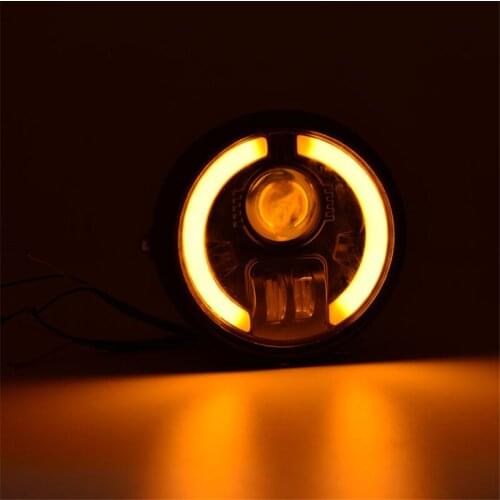 6.5 LED Motorcycle Headlight Daytime Running Light Headlamp Bracket Grill Angel Ring Hi&Lo Beam for Cafe Racer Bobber Scramble