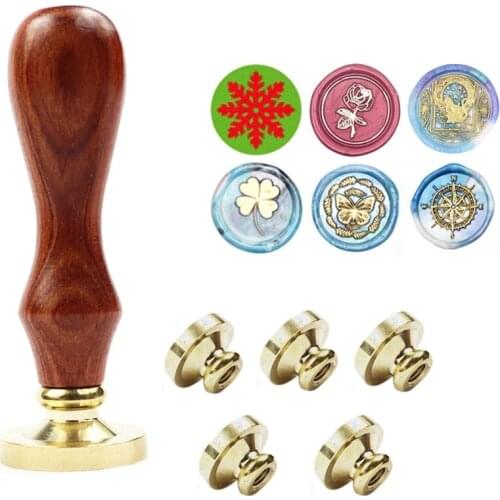 6PCS Print Head Seal Wax Seal with Removable Brass Head Seal, Very Suitable for Invitation Envelope Packaging