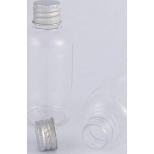 75ML 50PCS Transparent Portable Aluminum Cap Bottle Screw Cap Lotion Bottle Travel Essential Oil Plastic PET Bottle