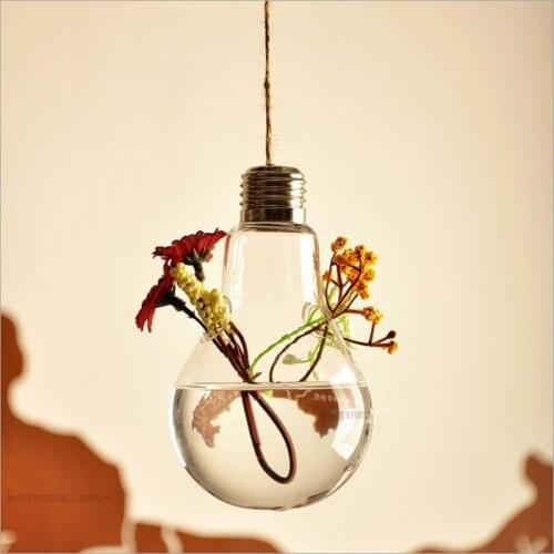 8pcs/pack Bulb shape with two small holes Hanging Glass Vase home Decorative Creative Glassware China supplier