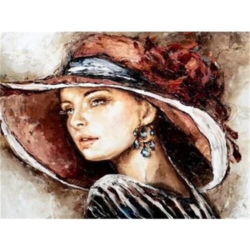 Figure Girl Abstract Printed Water-Soluble Canvas 11CT Cross Stitch DIY Embroidery Set DMC Threads Painting Knitting Decor