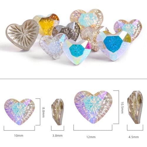 Astrobox High Quality Heart Arc-Shaped Carving 네일파 Sew On Rhinestone стразы Glass Nail Art Stone DIY Gem Diamond Nail Art Strass