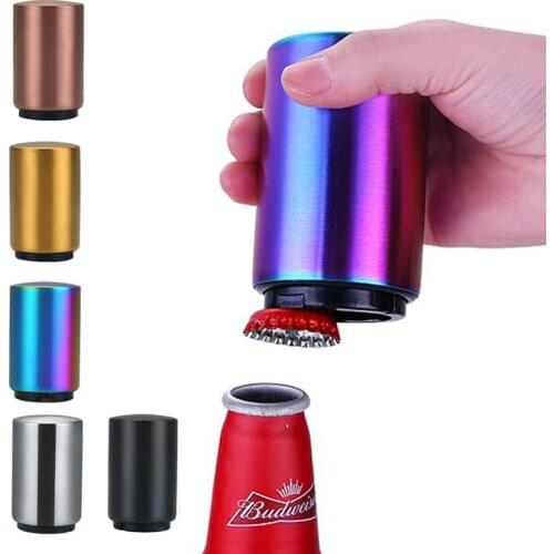 Automatic Beer Bottle Opener,Magnet Beer Opener,Stainless Steel Push Down Opener Wine Beer Soda Cap Opener Kitchen Accessories