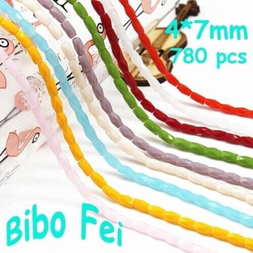 Free shipping multi color 4*7mm 780PCS Glass Czech crystal beads,Long Square crystal beads, bracelet necklace Jewelry Making