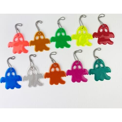 MEILITE 500 candle Halloween ghost reflector Reflective keychains Pentagram Warning bag pendant key ings For traffic safety