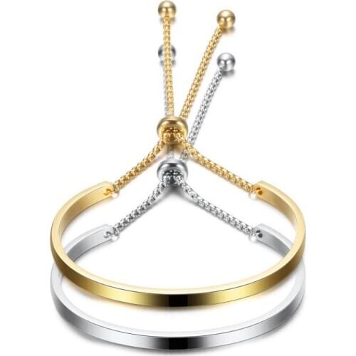 Gold Color Chains Bangle For Women Stainless Steel Bracelet Bangle Jewelry