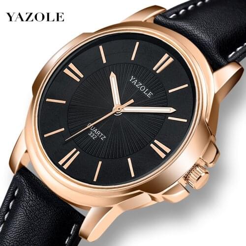 YAZOLE Business Mens Watch Luxury Rose Gold Simple Quartz Wristwatches Black Waterproof reloj hombre Luminous Pointers Clock