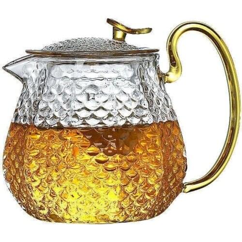 High Borosilicate Glass Teapot Filter Bubble Teapot Household High Temperature Resistance Hammer Pattern Teapot Kung Fu Tea Set