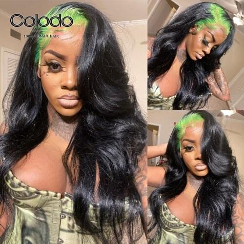 COLODO Pre Plucked Transparent Lace Wigs Remy Full Lace Human Hair Wigs Pink Lace Front Human Hair Wigs for Black Women