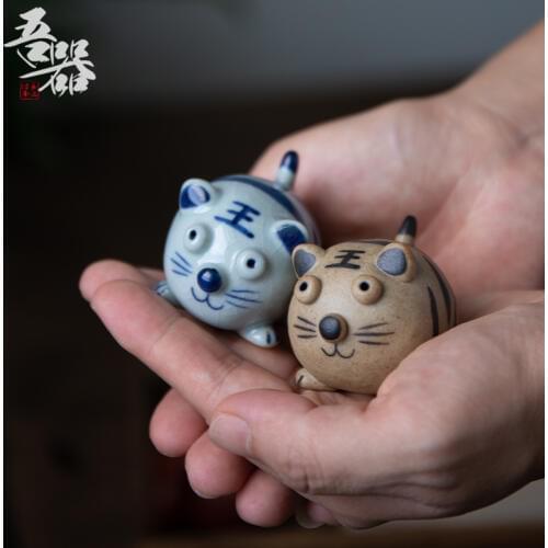 Home Decor Creative Hand made Ceramic Tiger Tea Pet Kitty Table Ornament Art Chinese Tea Улун Чай Tea Accessories