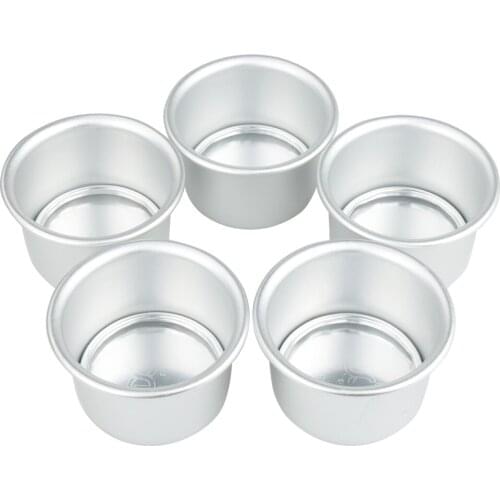 5pcs 2inch Aluminum Alloy Round Mini Cake Pan Removable Bottoms DIY Cake Desserts Mold Baking Tools