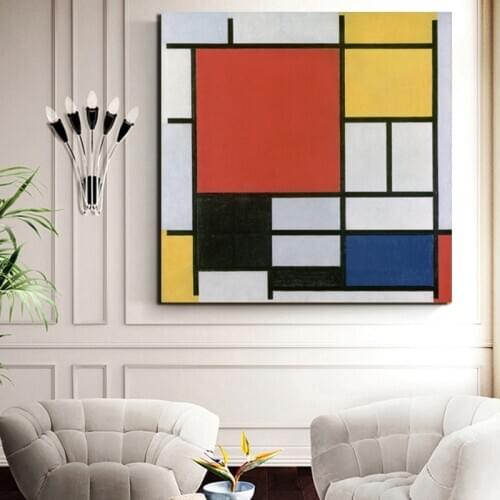Piet Cornelies Mondrian Wallpaper Canvas Painting Prints Living Room Home Decoration Modern Wall Art Oil Painting Poster Picture