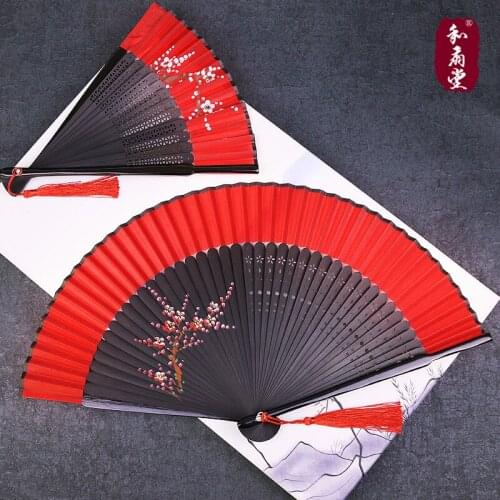 And fan hall hand painted silk silk fan fan fan process red womens red female fan fan zhao want to dance