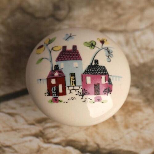 38mm house ceramic children room knob drawer pulls porcelain dresser cupboard wardrobe furniture handles pulls knobs