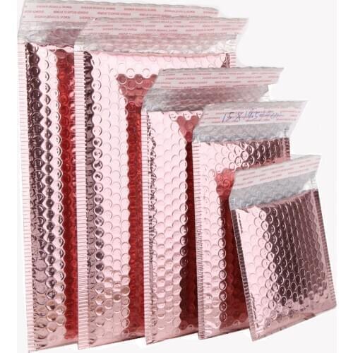 5Pcs Rose Gold Bubble Envelope Aluminum Foil Packaging Shipping Bubble Mailers Padded Envelopes Gift Bag Bubble Mailing Bag