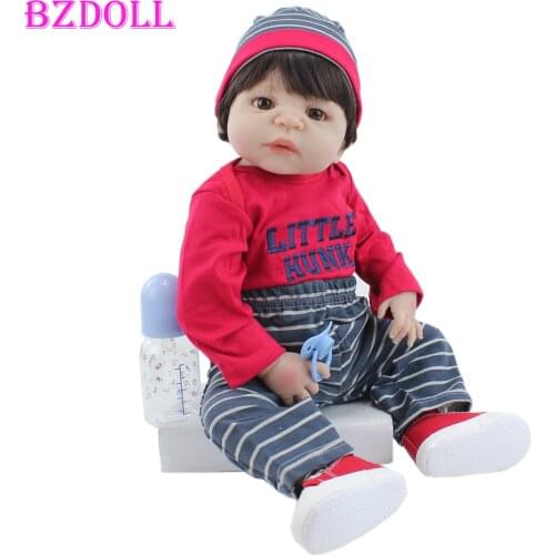55CM Full Soft Silicone Reborn Boy Doll Lifelike Vinyl Newborn Alive Babies Bebe Boneca Child Dress Up Toy Gift