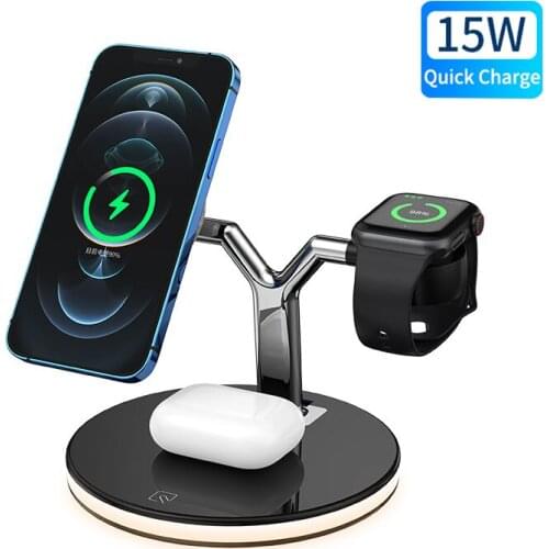 3 In 1 Magnetic Wireless Charger For IPhone 12 12 Pro 12Pro Max 12mini 15W Qi Wireless Charging For IWatch SE 6 5 4 Airpods Pro
