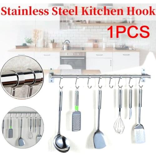 Multipurpose Stainless Steel Kitchen Utensil Hook Furniture Bathroom Wall Rail High Quality Movable Hooks Set