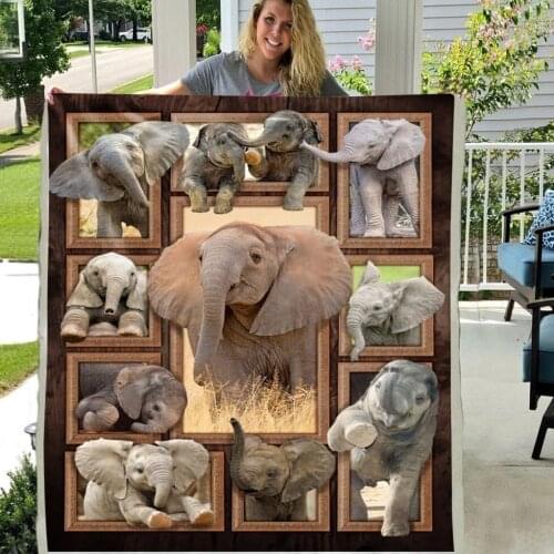 Elephant 3D Printing Soft Throw Plush Sherpa Fleece Blanket