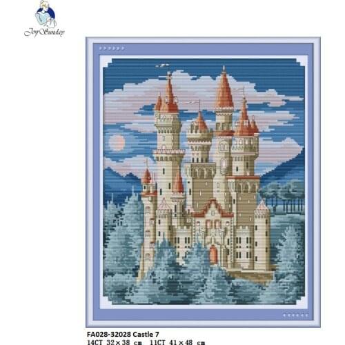 The Castle Cross-stitch Embroidery kits,DIY Cross Stitch,Set Embroidery Suit,DMC Cotton thread Enough Canvas for Embroidery