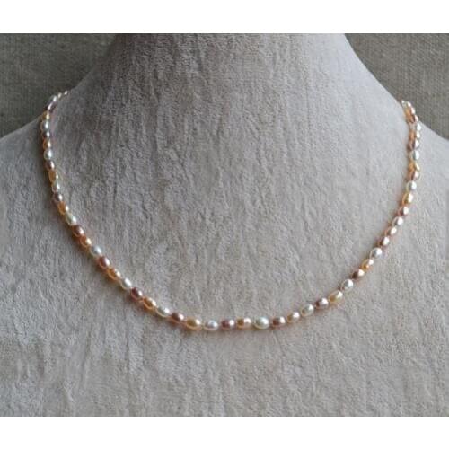 New Arrival Favorite Pearl Necklace Small 3-5mm White Pink Lavender Freshwater Pearl Jewelry Flower Girl Necklace Wedding Gift