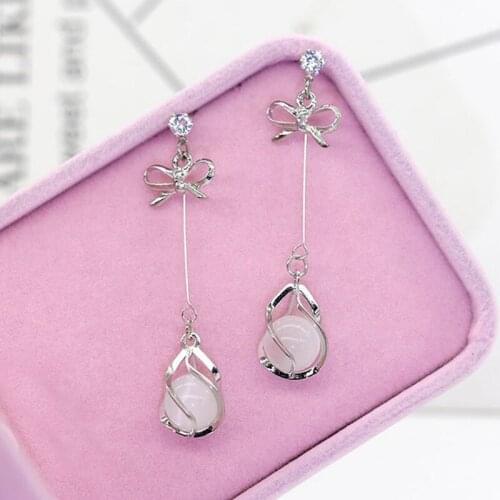 New Arrival Fashion Bow Earrings Metal Trendy Water Drop Earrings Women Dangle Stud earring Simple Korean Jewelry for women gift