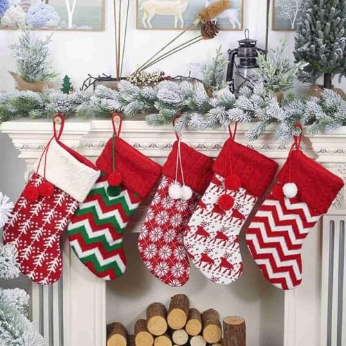 2022 New Year Christmas Stocking Sack Xmas Gift Candy Bag Noel Christmas Decorations for Home Navidad Sock Christmas Tree Decor