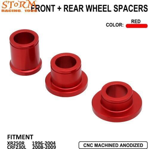 Motorcycle Red Aluminum Front Rear Wheel Spacers For Honda XR250R XR 250R 250 R 1996-2004 CRF230L CRF 230L 230 L 2008 2009