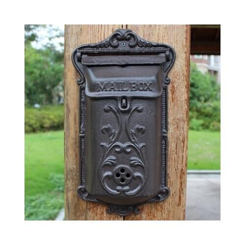 Retro Style Waterproof Newspaper Letter Mailbox Postbox Post Cse Box Cast Iron Vintage Pastoral Home Wall Mounted Mailbox
