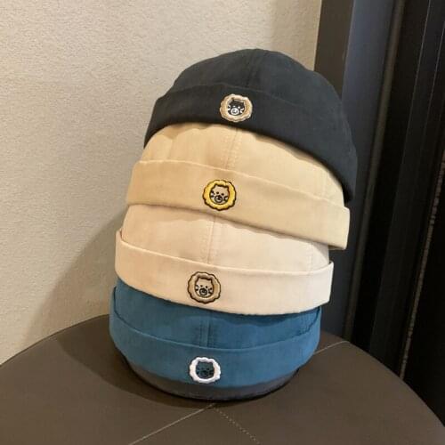 Docker Hat Women Hat Beanie Sailor Hat Male Female Landlord Hat Cap Cotton Breathable Spring Autumn Lion Embroidered Hip Hop Hat