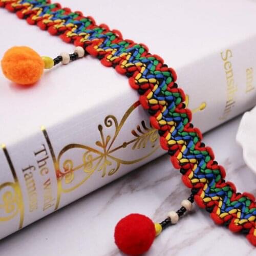10y Pom Pom Fringe Lace Trim Beaded Jacquard Ribbon DIY Clothing Curtain Home Textile Materials Tassel Fabric Sewing Accessories