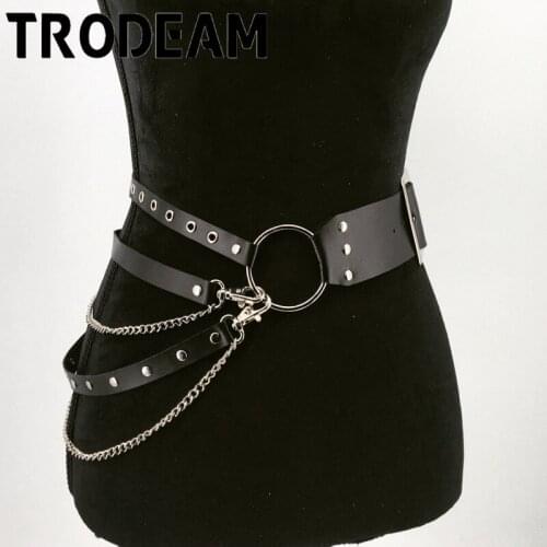 TRODEAM Leather Harness Belts For Women Sexy Chain Belts Stocking Waist Band Sexy Lingerie Female Harness Leg Straps Suspenders