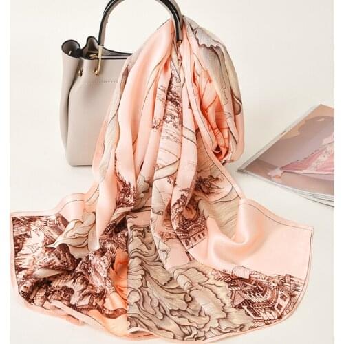 Women Luxury Pure Silk Scarves for Spring&Autumn 100% Real Silk Wraps Long Silk Scarf Shawls Neckerchief Natural Silk Foulard