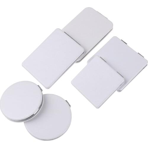 1Pc Mini Makeup Compact Pocket Mirror Solid Color Metal Round Rectangle Case Double-Side Pop-Up Pocket Mirror Beauty Accessories