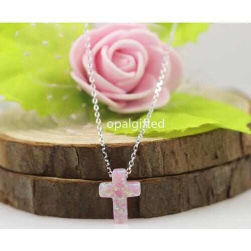 1pc/lot)Lab Created Hot Sale 9*12mm Cross Opal Necklace OP08 Light Pink Opal Pendant for fashion jewelry for sale on Aliexpress