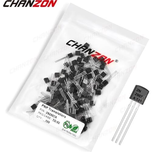 100Pcs 2N2907A TO-92 PNP Transistor Bipolar Junction BJT Pwerful Triode Tube Fets Markings 2N2907A DIP Integrated Circuits