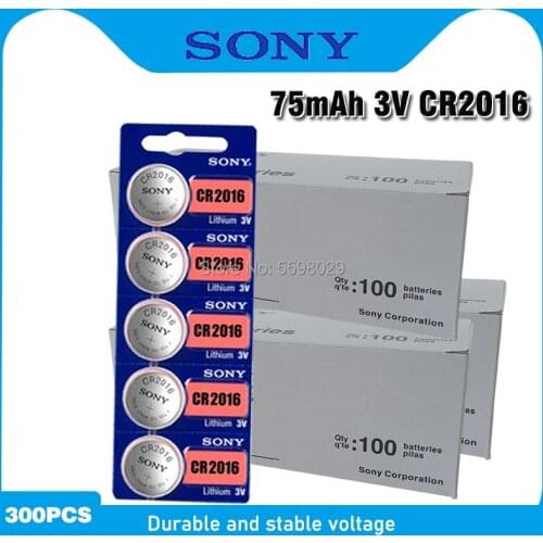300pcs SONY CR2016 Button Batteries 3V CR 2016 LM2016 BR2016 DL2016 Cell Coin Lithium Battery For Watch Electronic Toy Remote