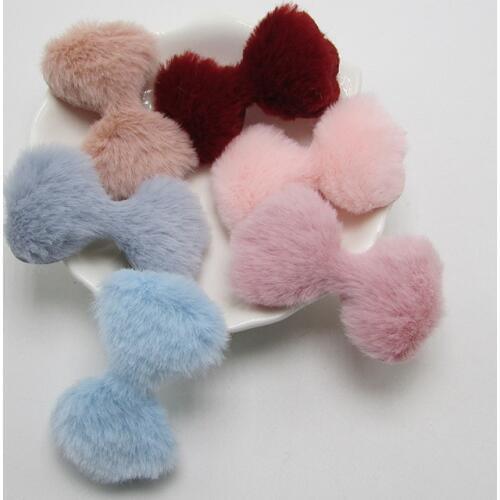 36pcs/lot 5.5*3cm plush Bowknot Padded appliques for headwear decoration handmade hair accessories