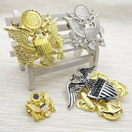 WW2 US MILITARY CAP BADGE PIN U.S. ARMY NAVY AIR FORCE CAP HAT PINS BROOCH OF 4